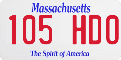 MA license plate 105HD0