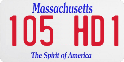MA license plate 105HD1