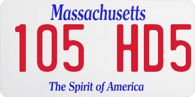 MA license plate 105HD5