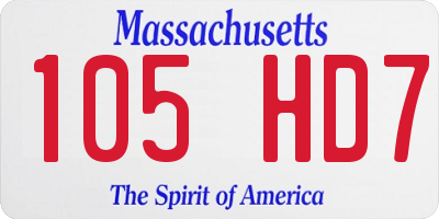 MA license plate 105HD7
