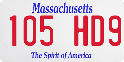 MA license plate 105HD9