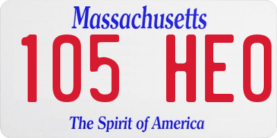 MA license plate 105HE0