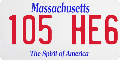 MA license plate 105HE6