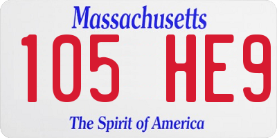 MA license plate 105HE9