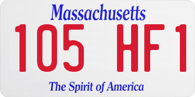 MA license plate 105HF1
