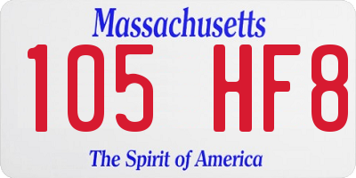 MA license plate 105HF8