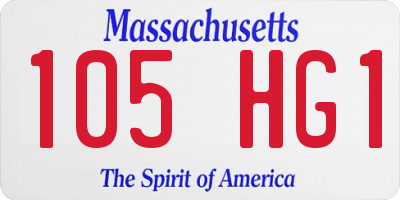 MA license plate 105HG1