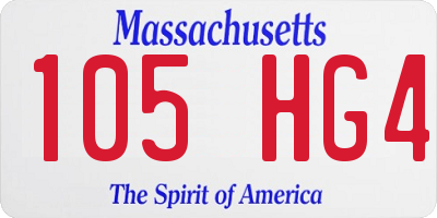 MA license plate 105HG4