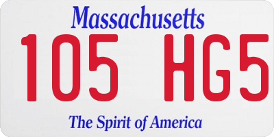 MA license plate 105HG5