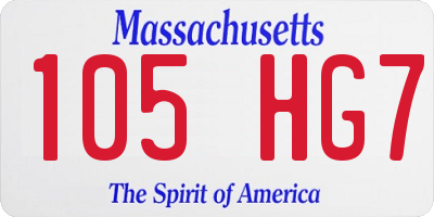 MA license plate 105HG7