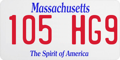 MA license plate 105HG9