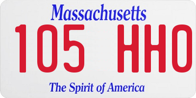 MA license plate 105HH0
