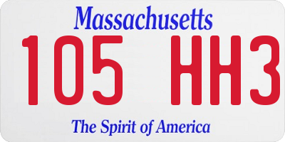 MA license plate 105HH3