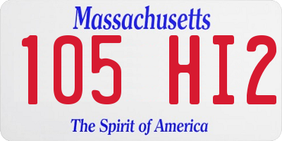 MA license plate 105HI2
