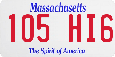 MA license plate 105HI6