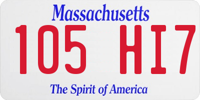 MA license plate 105HI7