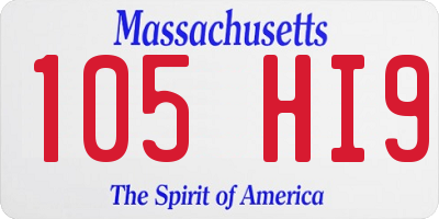 MA license plate 105HI9