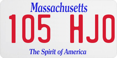 MA license plate 105HJ0