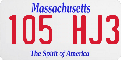 MA license plate 105HJ3