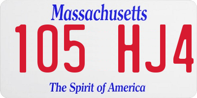 MA license plate 105HJ4