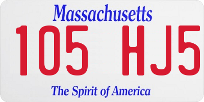 MA license plate 105HJ5