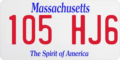 MA license plate 105HJ6