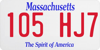 MA license plate 105HJ7