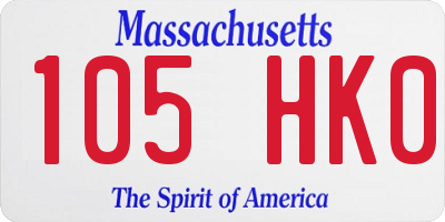 MA license plate 105HK0