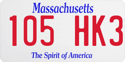 MA license plate 105HK3