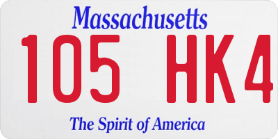 MA license plate 105HK4