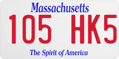 MA license plate 105HK5