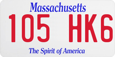 MA license plate 105HK6