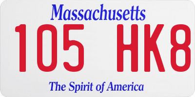 MA license plate 105HK8