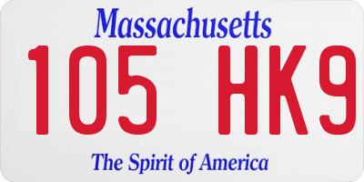 MA license plate 105HK9