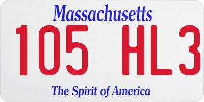 MA license plate 105HL3
