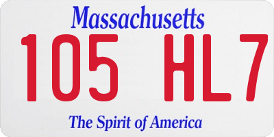MA license plate 105HL7