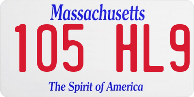MA license plate 105HL9