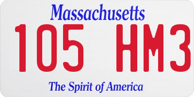 MA license plate 105HM3
