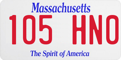 MA license plate 105HN0
