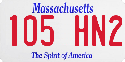 MA license plate 105HN2