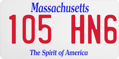 MA license plate 105HN6