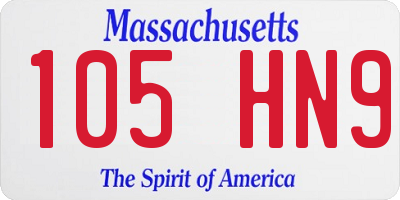 MA license plate 105HN9