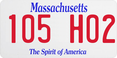 MA license plate 105HO2