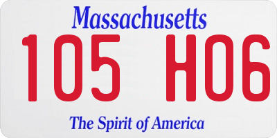 MA license plate 105HO6