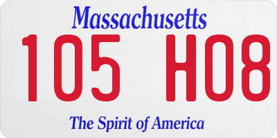 MA license plate 105HO8
