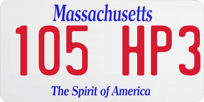 MA license plate 105HP3