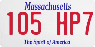 MA license plate 105HP7