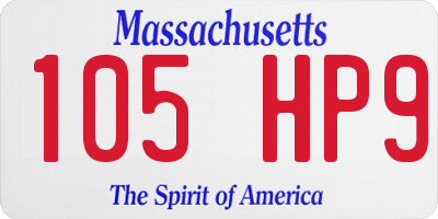 MA license plate 105HP9