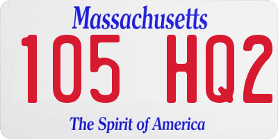 MA license plate 105HQ2
