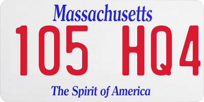 MA license plate 105HQ4